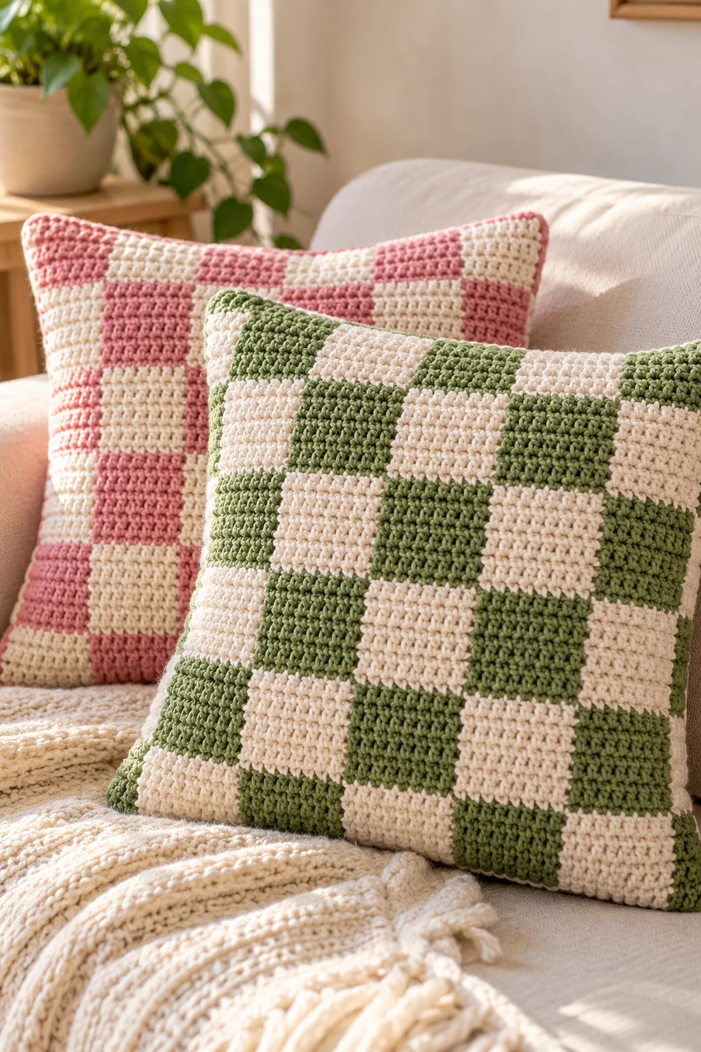 Crochet Checkerboard Pillow Covers — trending crochet ideas style outfit