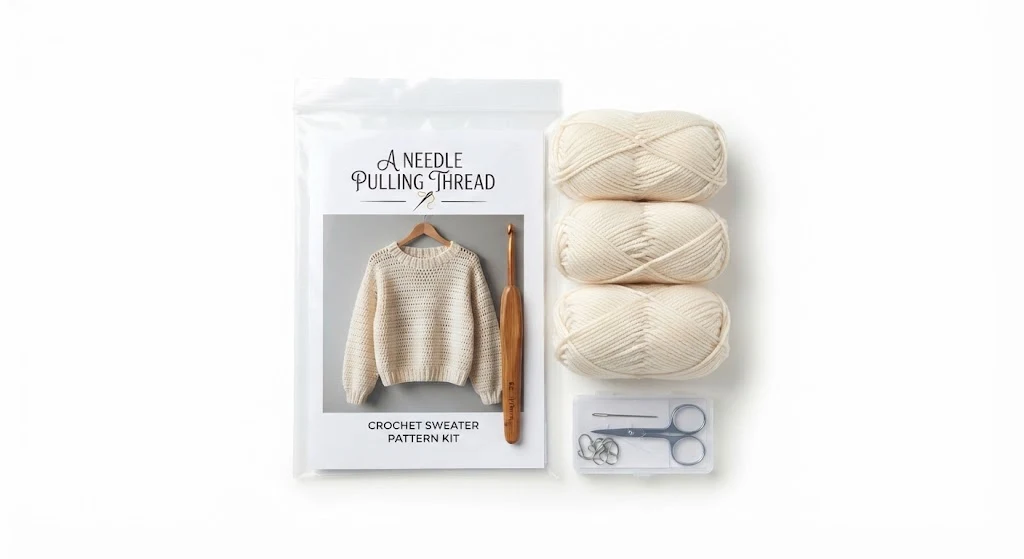 A Needle Pulling Thread Crochet Sweater Pattern Kit