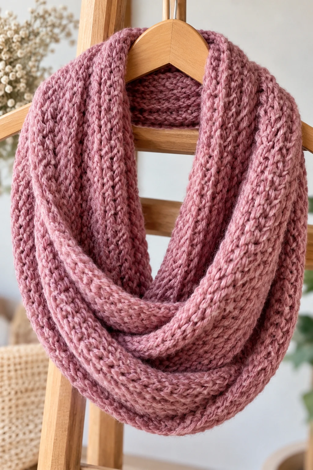 Simple Knitted Infinity Scarf — tricot facile style outfit