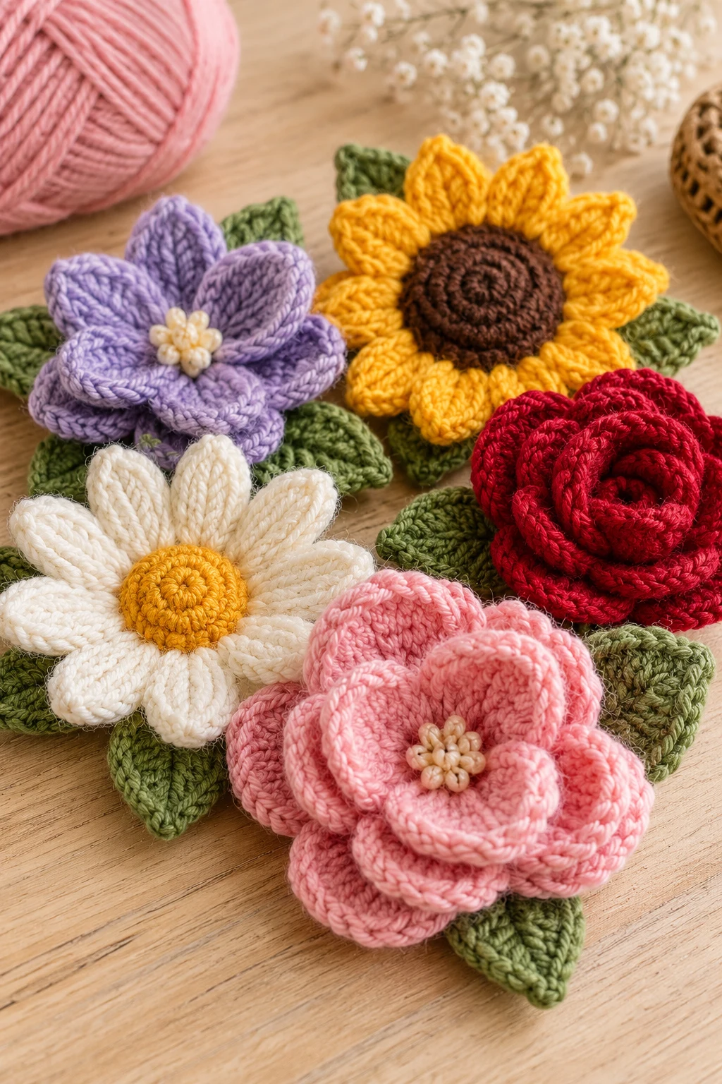 Pretty Knitted Flower Decorations — tricot facile style outfit