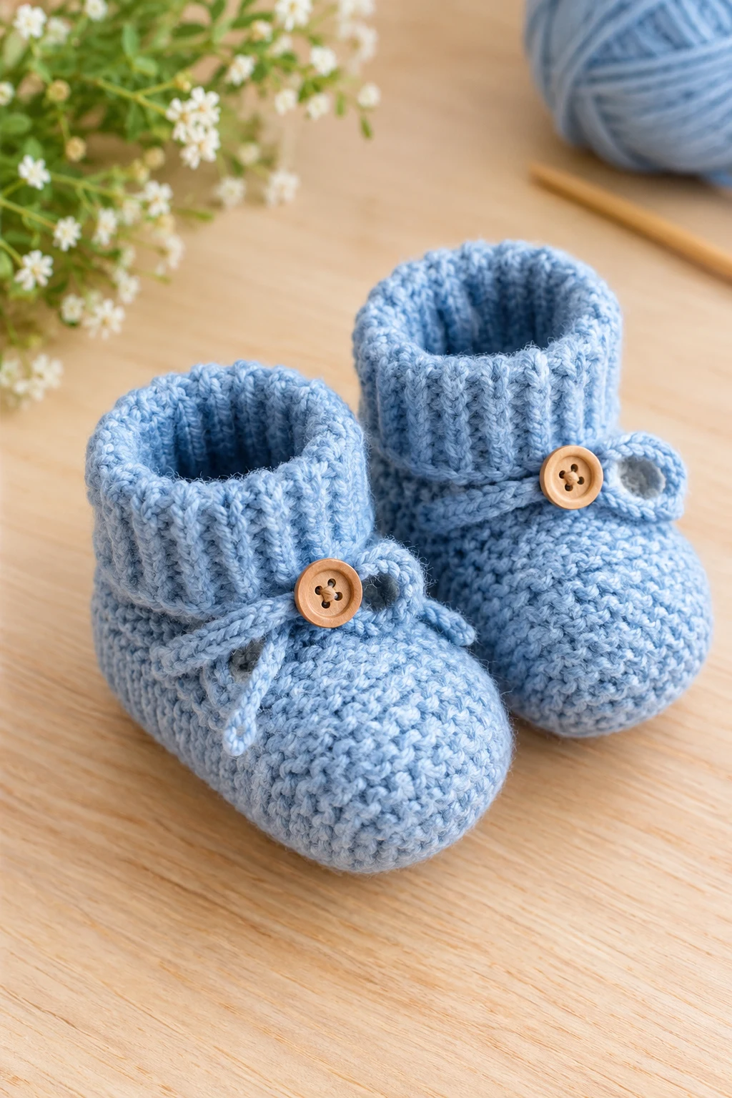 Adorable Baby Booties with Simple Stitches — tricot facile style outfit