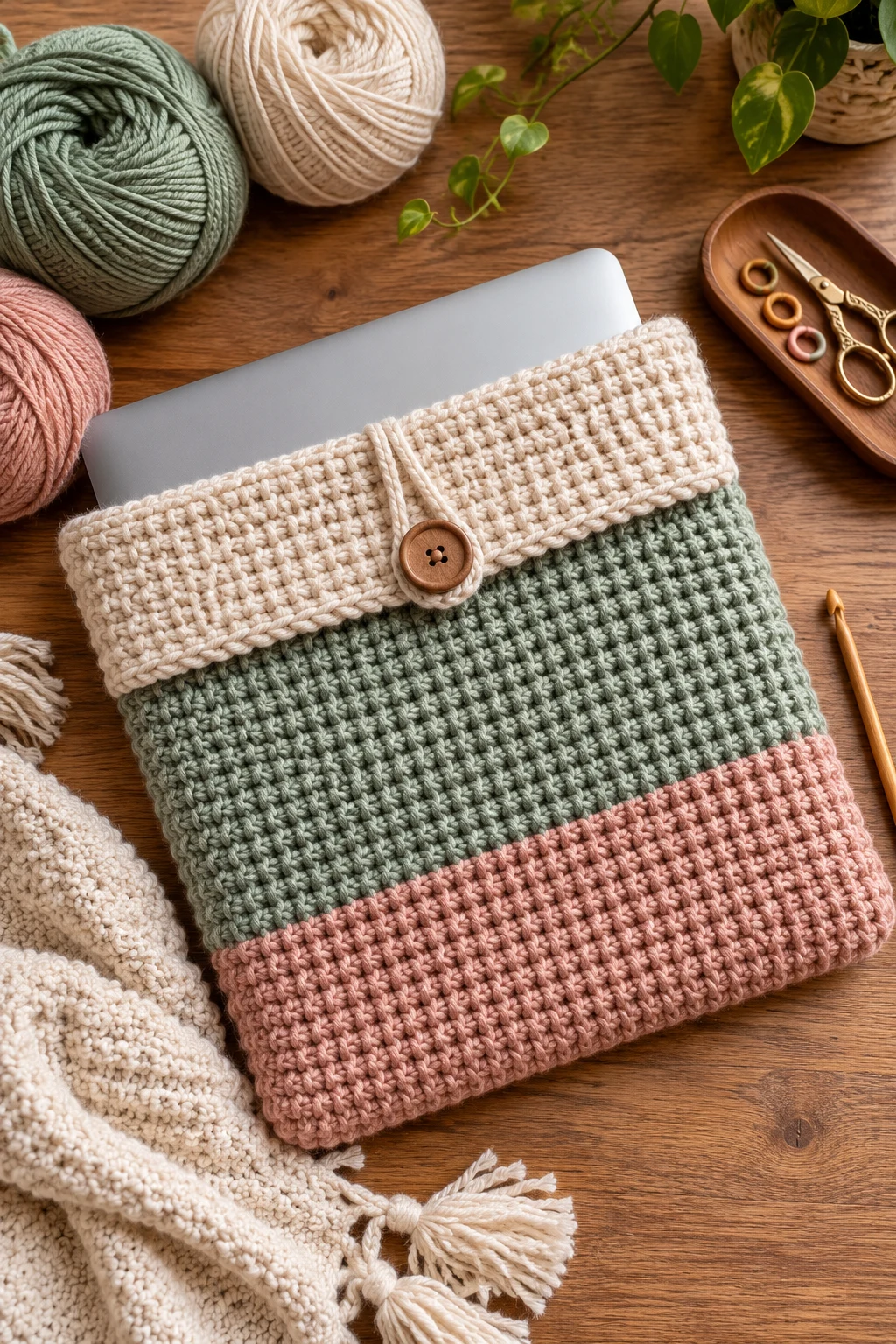 Tunisian Crochet Laptop Sleeve — tunisian crochet style outfit