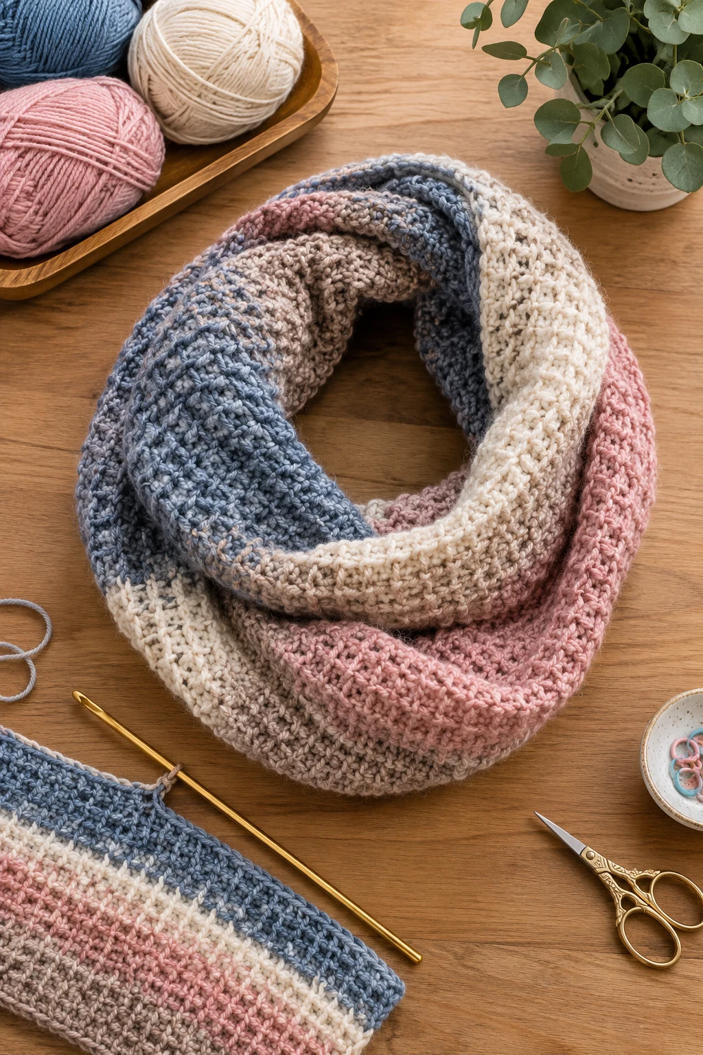Tunisian Crochet Infinity Scarf — tunisian crochet style outfit