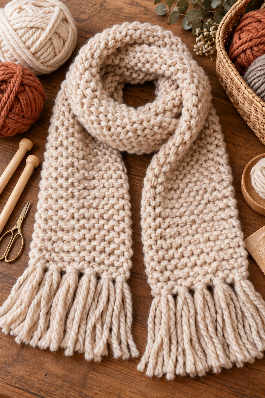 Chunky Weekend Scarf — tuto tricot style outfit