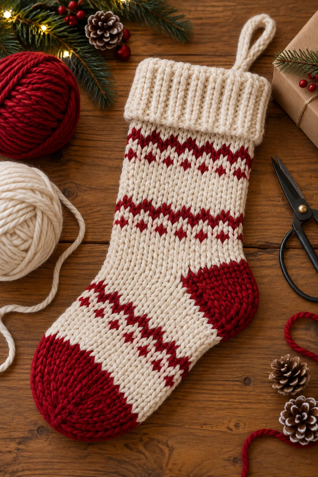 Simple Knitted Christmas Stocking — tuto tricot style outfit
