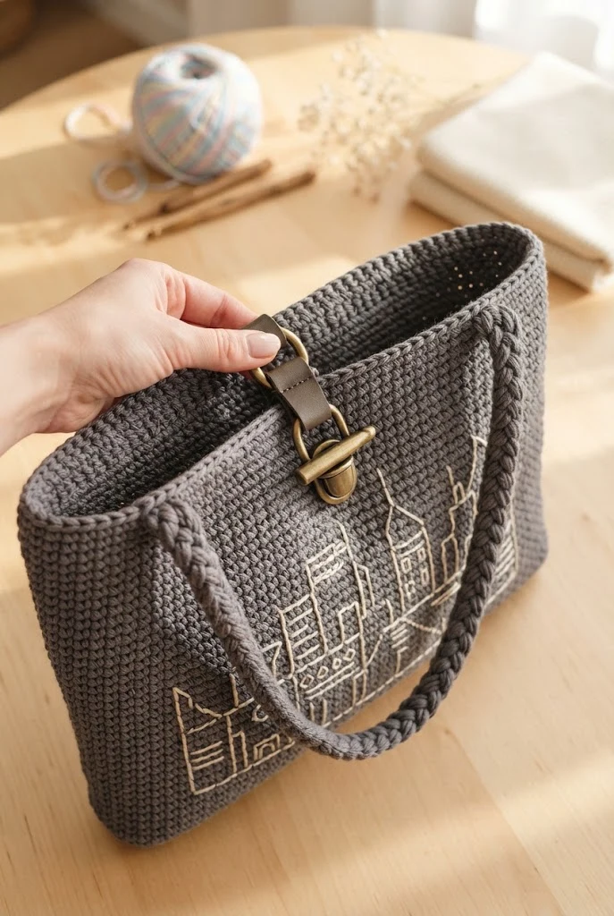 The Urban Monochrome Laptop Satchel — tutorial crochet bag