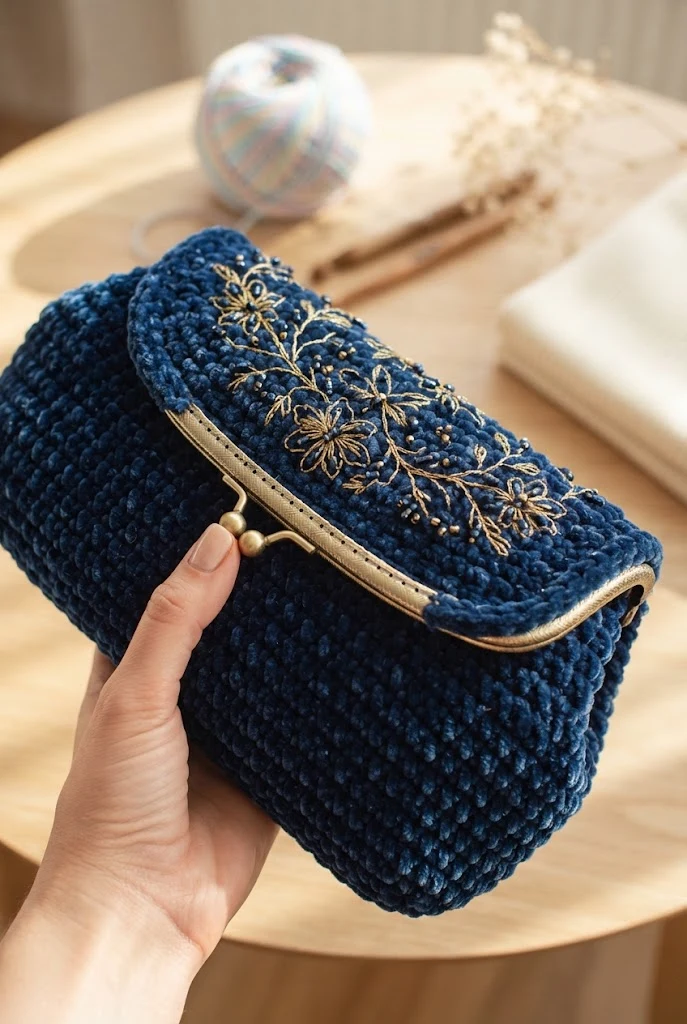 The Velvet Evening Clutch Bag — tutorial crochet bag