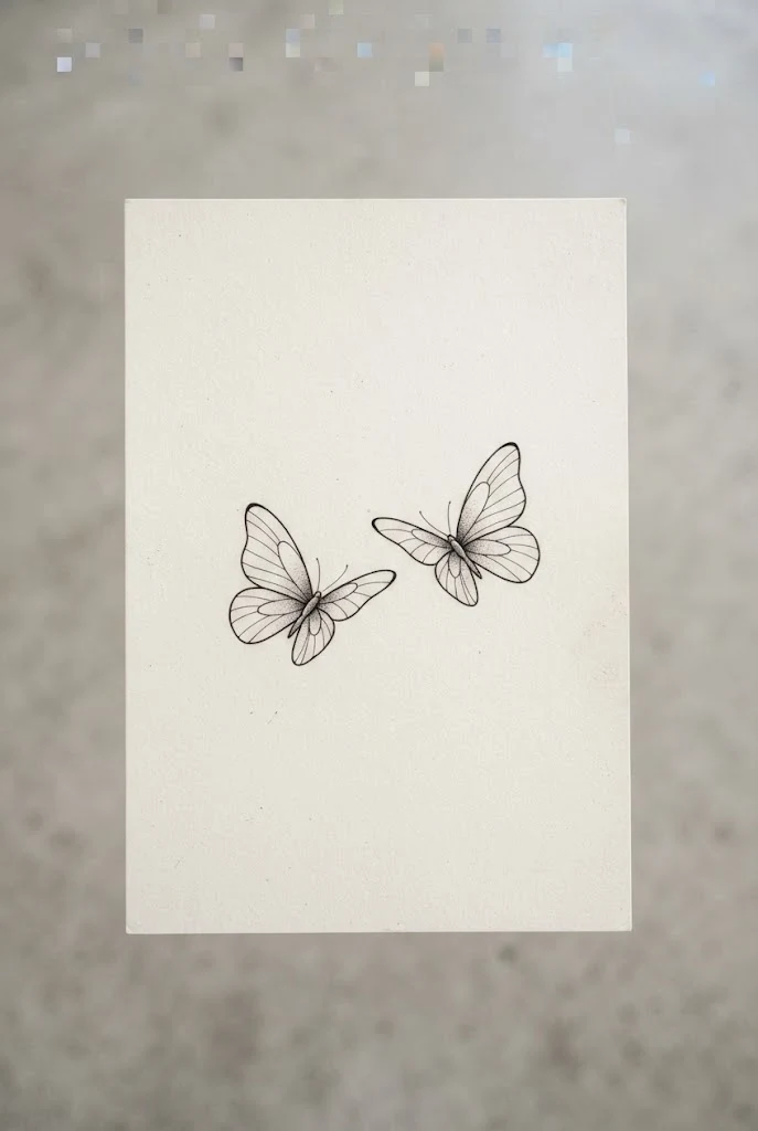 Minimalist Fine-Line Duo — two butterfly tattoo style outfit