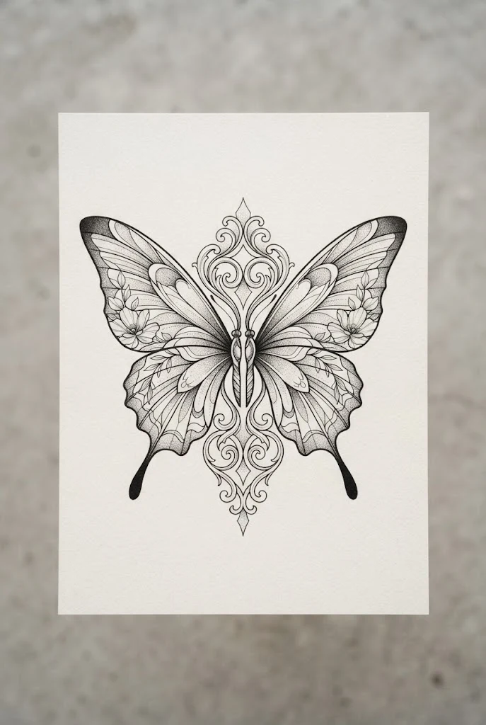 Symmetrical Back Piece Masterpiece — two butterfly tattoo style outfit
