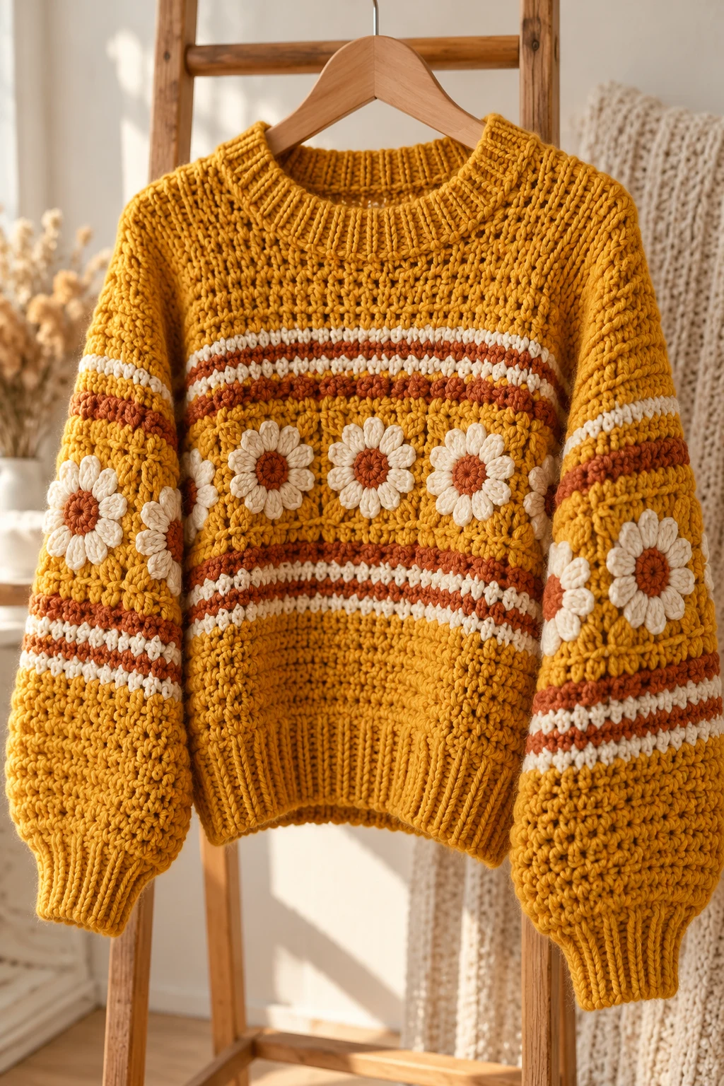 The 1970s Mustard Yellow Retro Sweater — vintage knitted sweaters