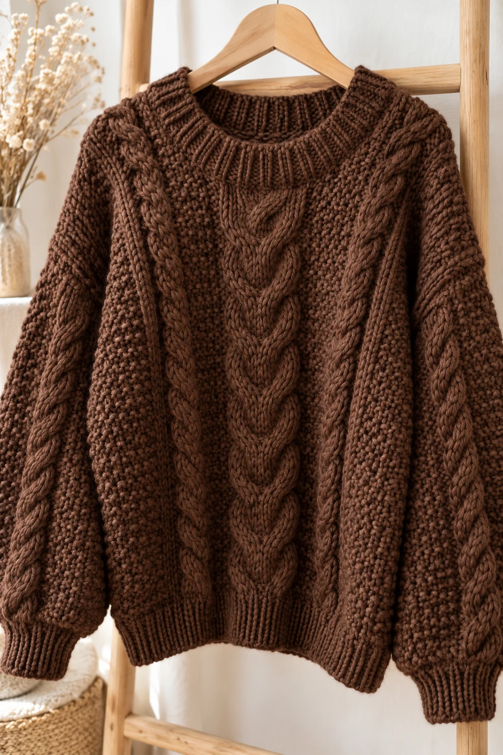 The Chunky Chocolate Brown Fisherman Sweater — vintage knitted sweaters