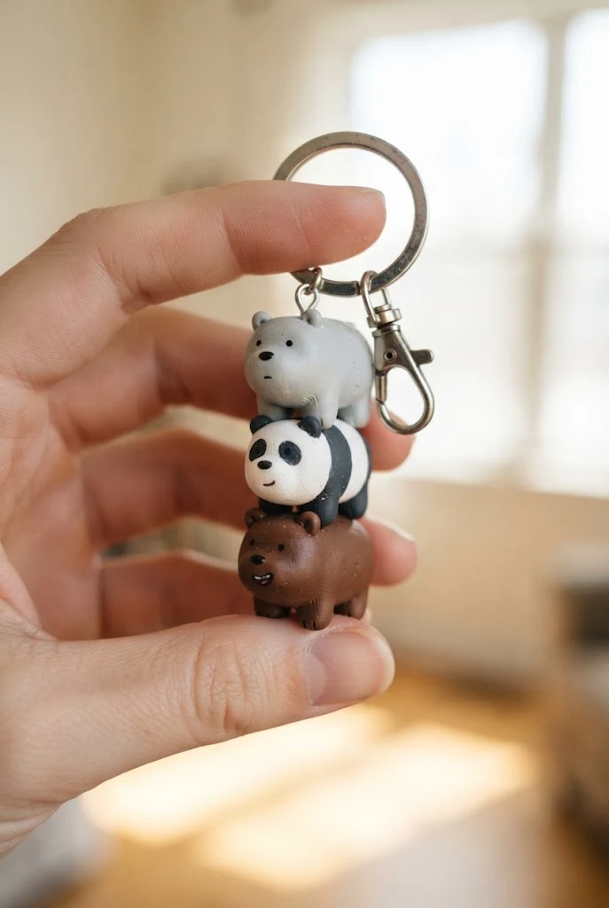 Stacked Bear Tower Polymer Clay Charms — we bare bears keychains style outfit