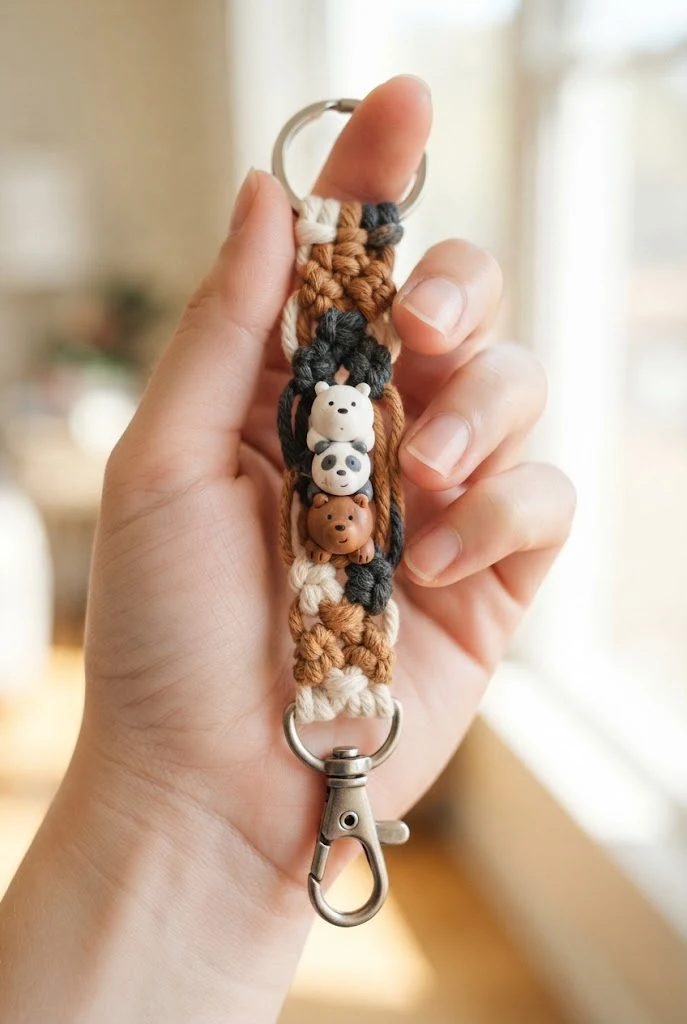 Macramé Bear Wristlet Straps — we bare bears keychains style outfit