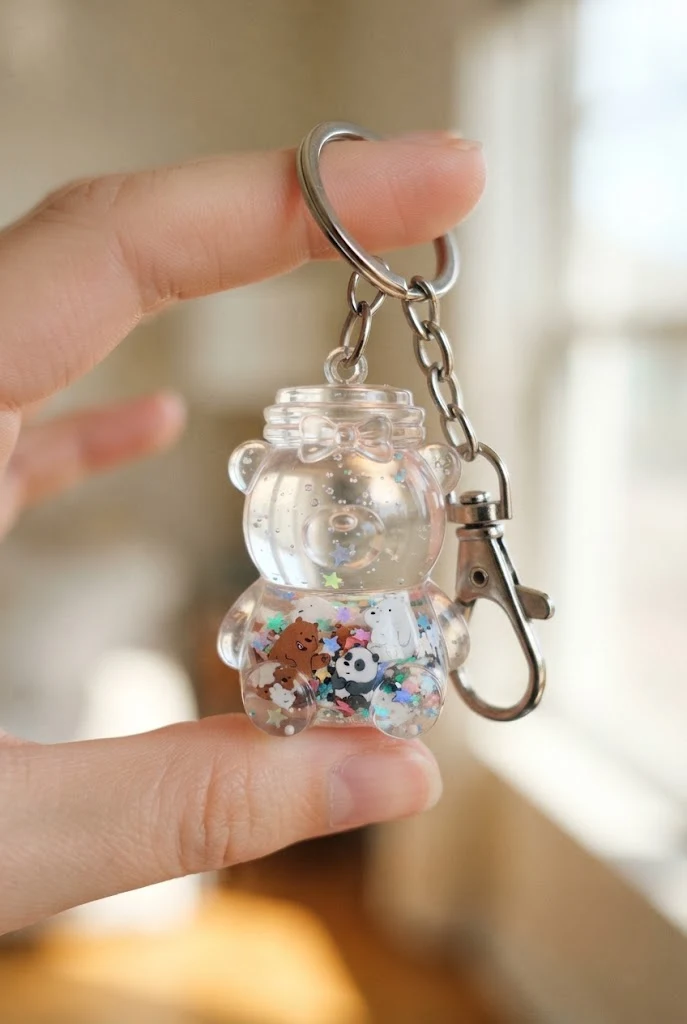 Resin Shaker Jar with Floating Bear Confetti — we bare bears keychains style outfit