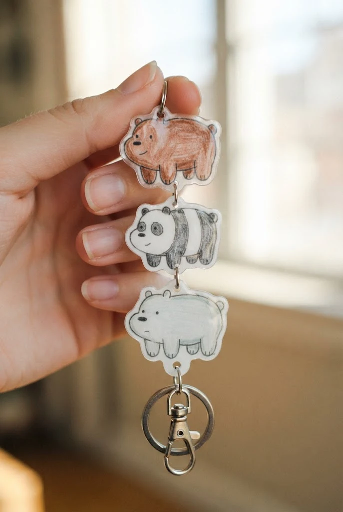 Shrink Plastic Chibi Keyrings — we bare bears keychains style outfit