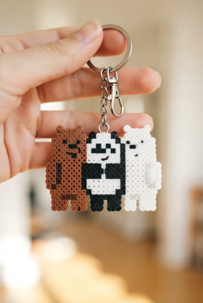Perler Bead Pixel Art Keychains — we bare bears keychains style outfit