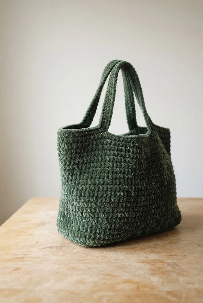 Velvet Yarn Tote Bag — winter crochet bag style outfit