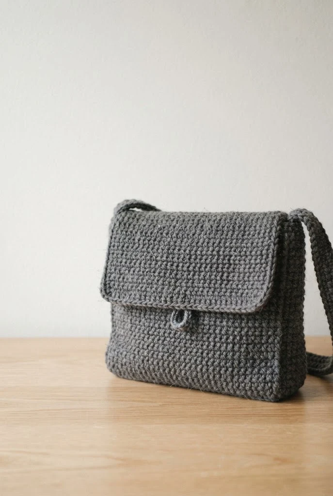 Thermal Stitch Minimalist Satchel — winter crochet bag style outfit