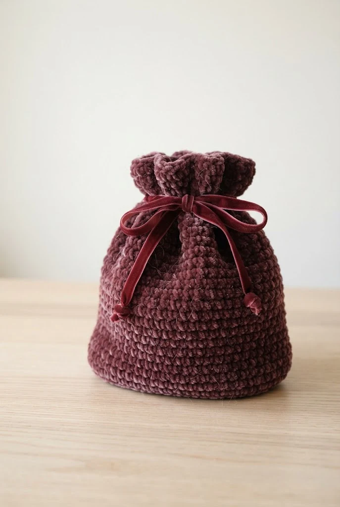 Velvet Ribbon Drawstring Bag — winter crochet bag style outfit