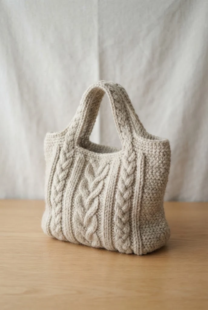 Cable Knit Look Handbag — winter crochet bag style outfit