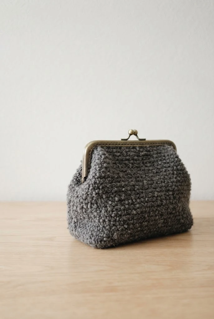 Boucle Yarn Evening Clutch — winter crochet bag style outfit