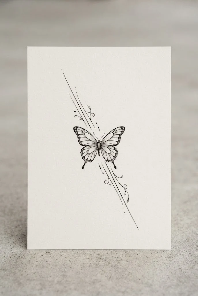 Abstract Minimalist Slash — wrist butterfly tattoo style outfit