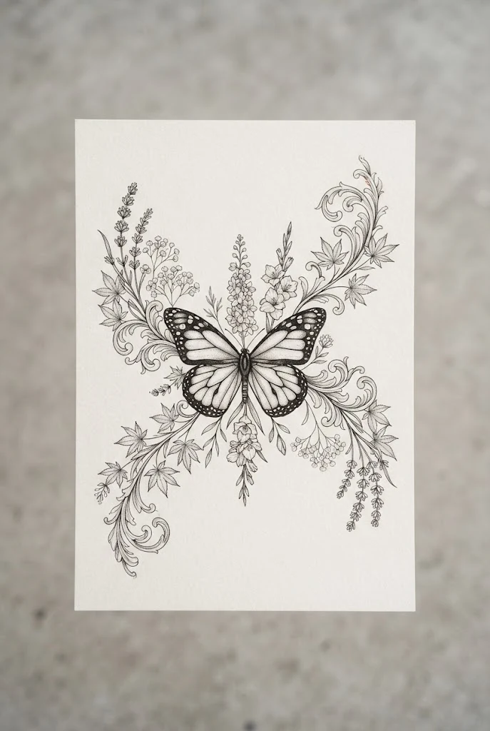 Custom Birthflower Integration — wrist butterfly tattoo style outfit