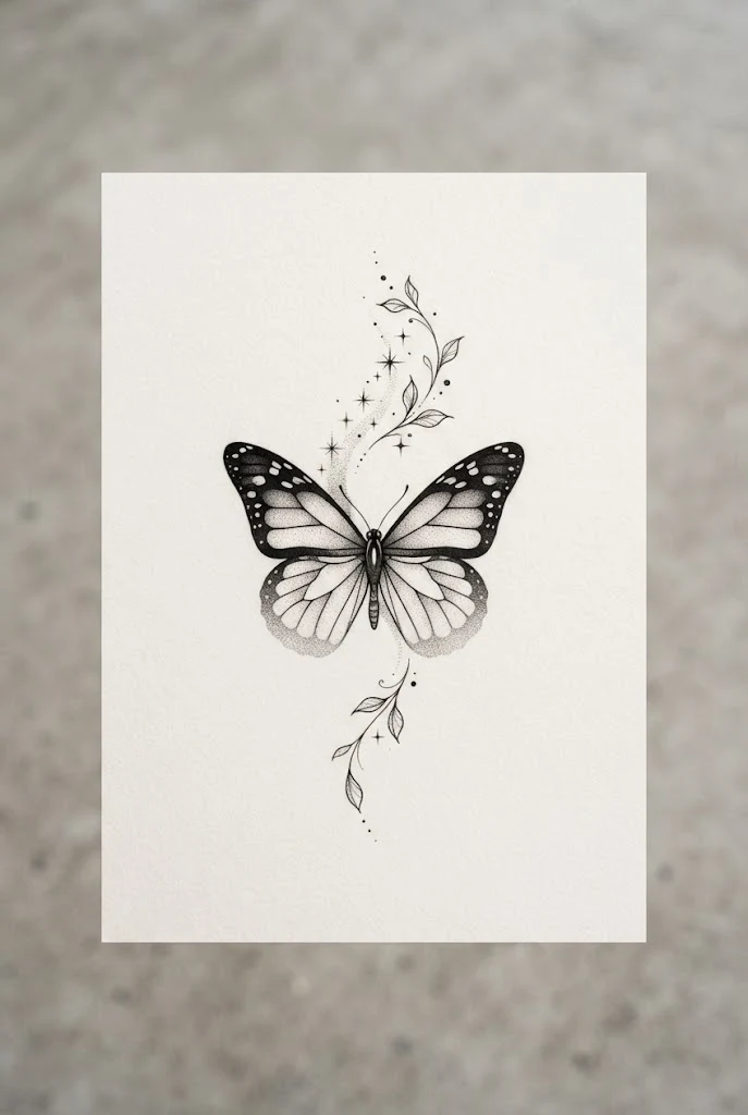 Floating Ombre Gradient — wrist butterfly tattoo style outfit