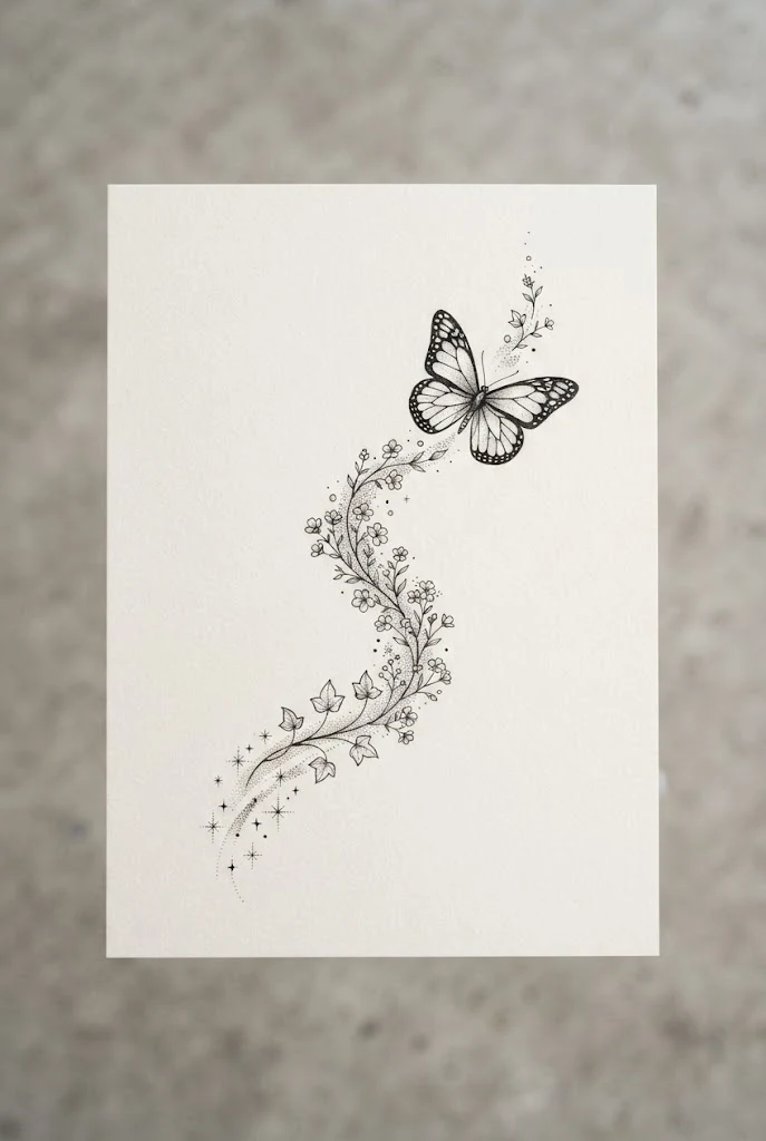 Wrist-to-Hand Crawling Trail — wrist butterfly tattoo style outfit