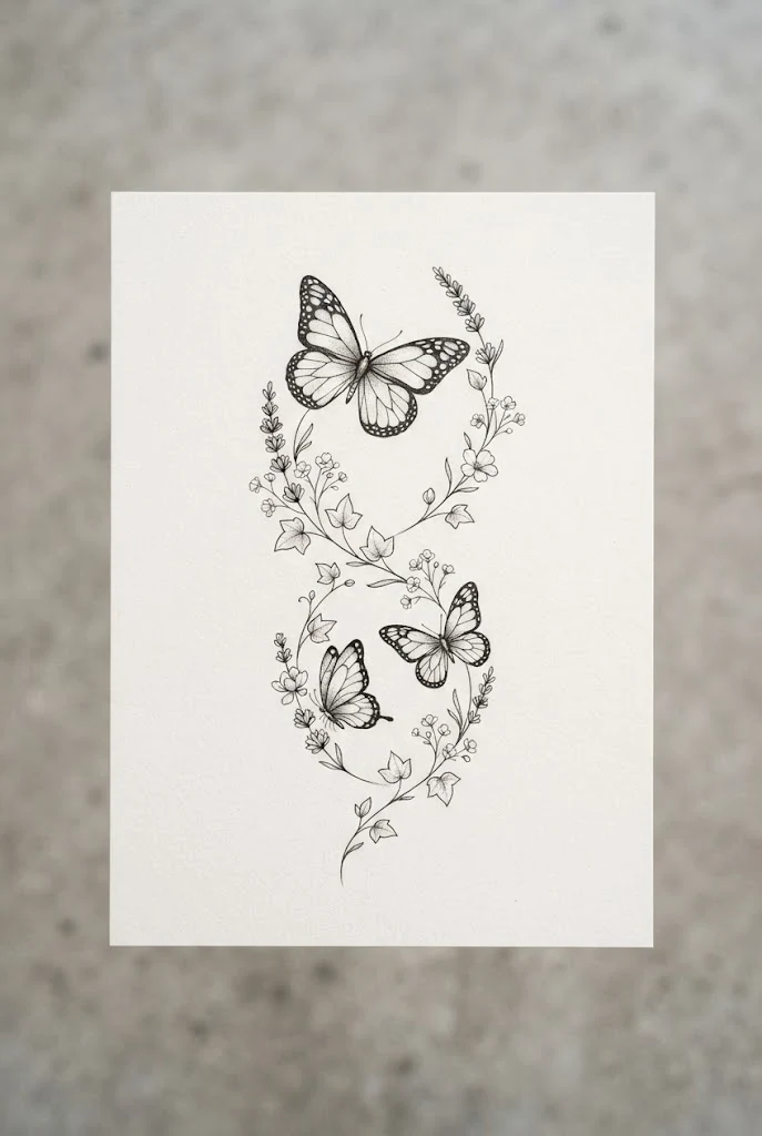 Dainty Botanical Vine Wrap — wrist butterfly tattoo style outfit